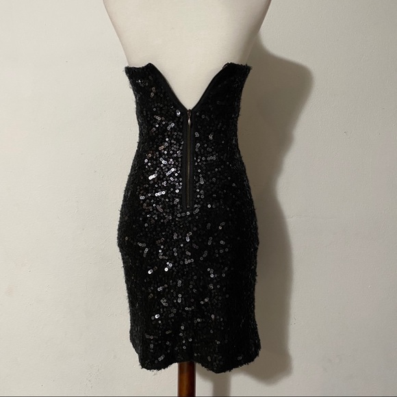 BANANA REPUBLIC Black Sequin Strapless Dress - Picture 4 of 9